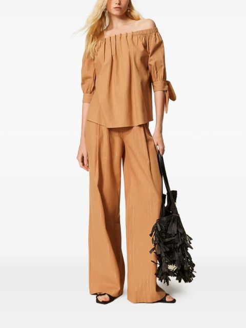 TWINSET pinstriped palazzo pants - Brown - zdjęcie produktu nr 2