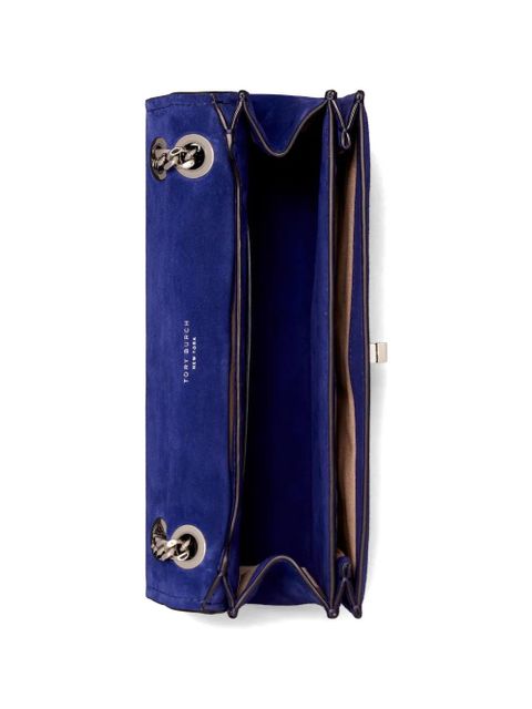 Tory Burch Kira Turnlock suede shoulder bag - Blue