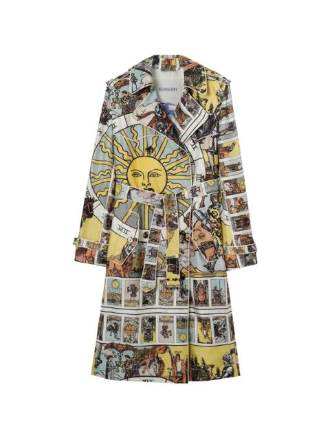 Burberry long tarot-print silk Foxfield trench coat - Yellow - zdjęcie produktu nr 1