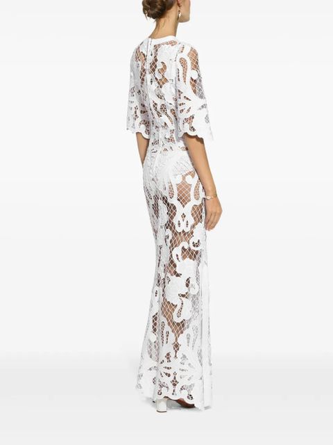 Dolce & Gabbana embroidered mesh maxi dress - White