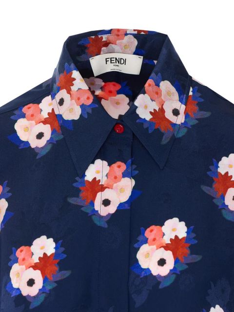 FENDI floral-print long-sleeve shirt - Blue