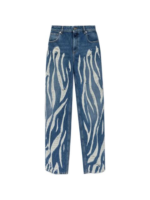 Blumarine distressed-effect print jeans - Blue - zdjęcie produktu nr 1