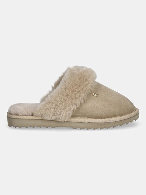 Tommy Hilfiger kapcie skórzane TH SHEARLING HOUSE SHOE - zdjęcie produktu nr 1