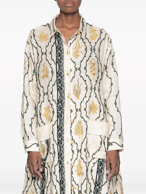 Agua By Agua Bendita Frida Calado linen maxi shirt - White