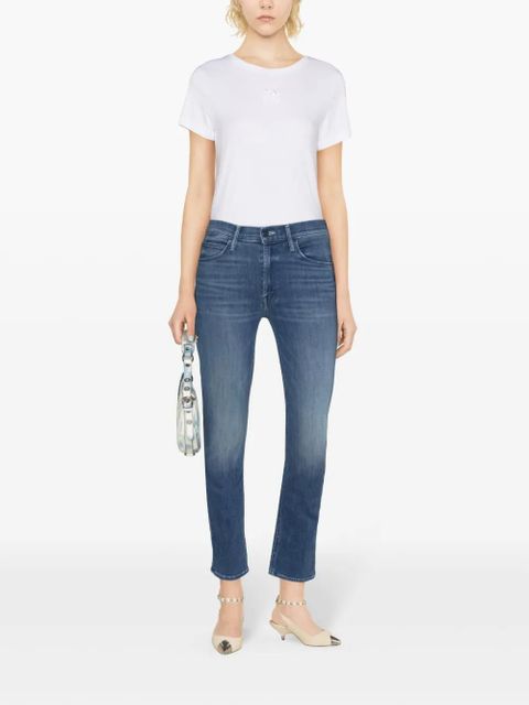 PINKO Love Birds-embroidered cotton T-shirt - White