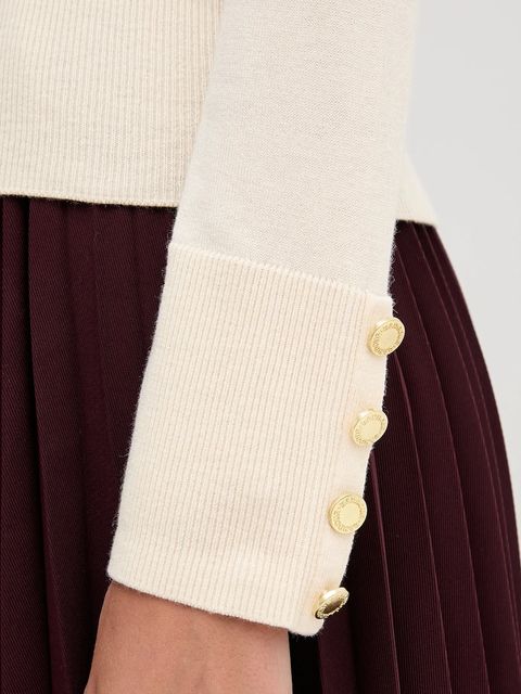 Barbour sweter z wełną CARLBY damski kolor beżowy lekki LKN1686