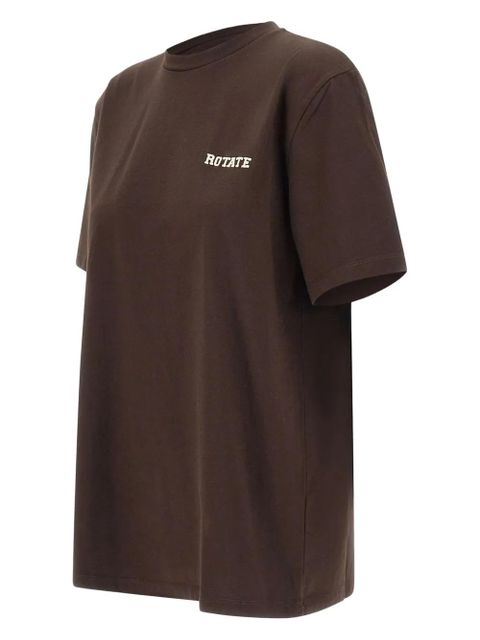 ROTATE BIRGER CHRISTENSEN logo-embroidery crew-neck T-shirt - Brown