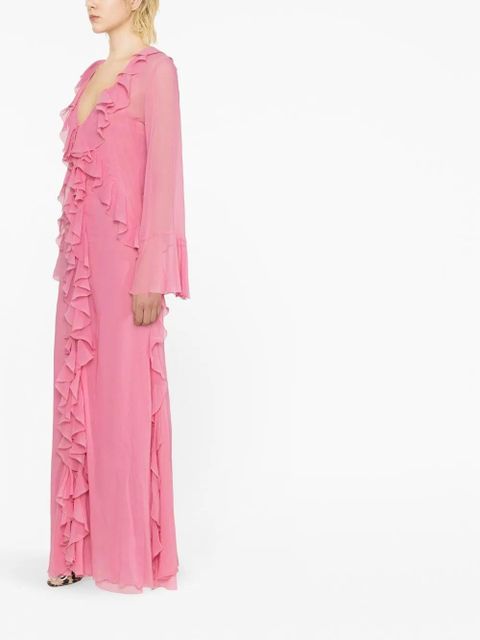 Blumarine ruffled chiffon gown - Pink