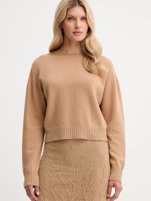 Twinset sweter wełniany damski kolor brązowy lekki 252TP3580 - zdjęcie produktu nr 1