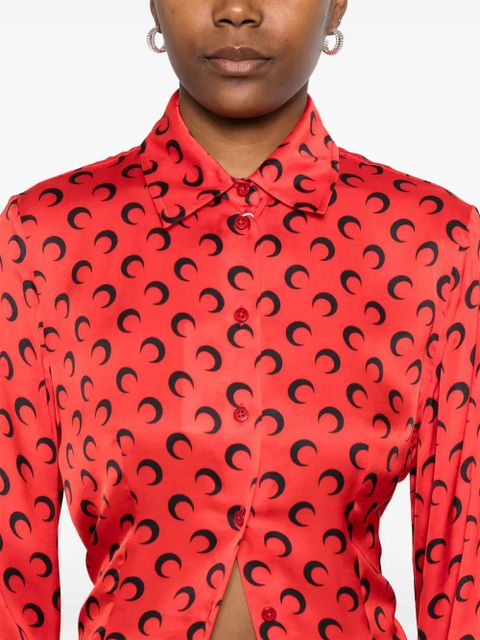 Marine Serre Crescent Moon-print shirt - Red - zdjęcie produktu nr 2