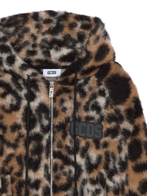 GCDS hooded animal-pattern jacket - Brown