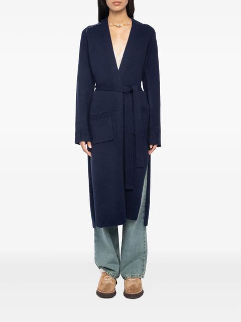 Zadig&Voltaire Salonny skull-intarsia belted cardi-coat - Blue - zdjęcie produktu nr 2