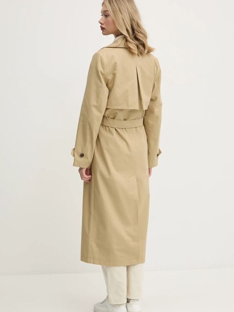 Tommy Jeans trencz bawełniany kolor beżowy przejściowy DW0DW20280