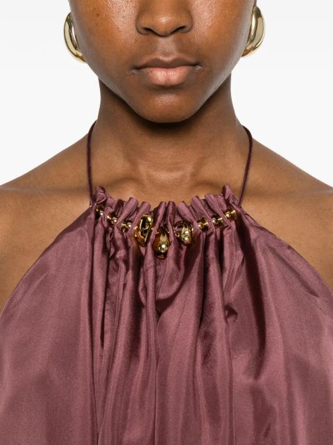 ZIMMERMANN ZIM ASTER GATHERED BEAD CAMI BLOUSE MUSK - Purple