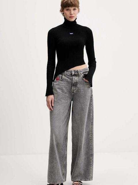 Hugo Blue sweter damski kolor czarny lekki z golfem 50548163