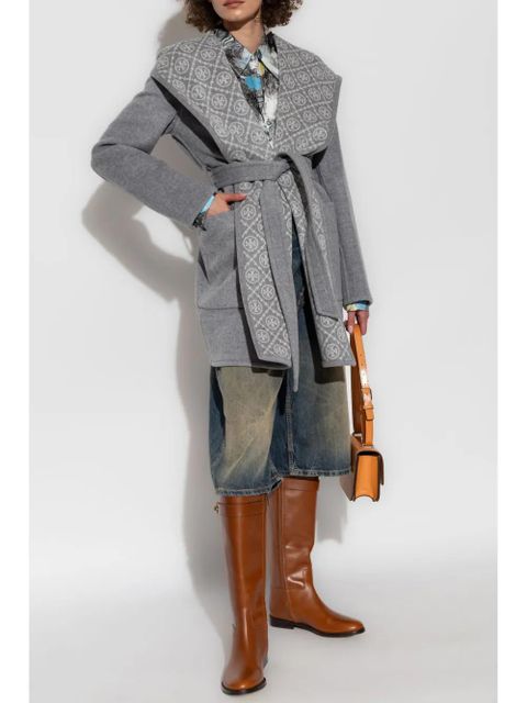 Tory Burch monogram-lining coat - Grey - zdjęcie produktu nr 2