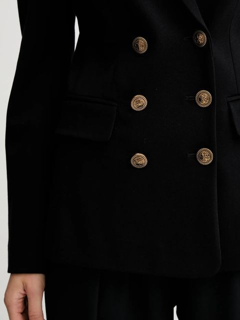 Guess marynarka MAELICE kolor czarny dwurzędowa gładka W5YN39 KCMU2