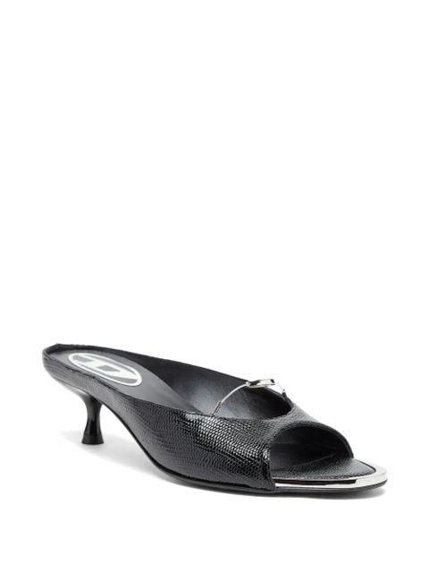 Diesel D-Diam`s lizard-effect Oval D sandals - Black