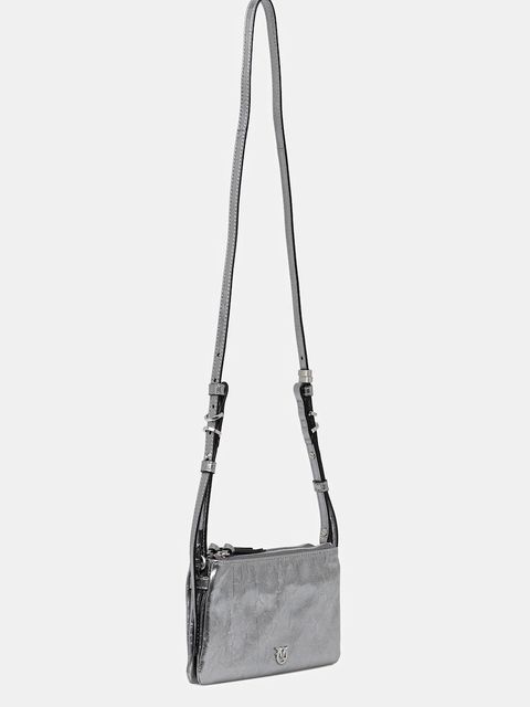 Pinko torebka skórzana kolor srebrny 105359 A2OT