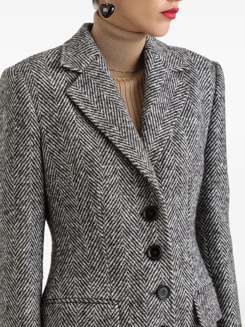 Dolce & Gabbana herringbone buttoned coat - Grey
