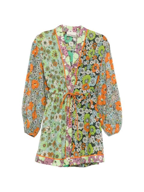 ALEMAIS mini floral print tie dress - Green - zdjęcie produktu nr 1