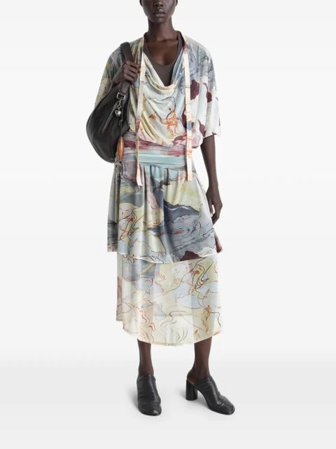 LEMAIRE draped floral print dress - Neutrals - zdjęcie produktu nr 2