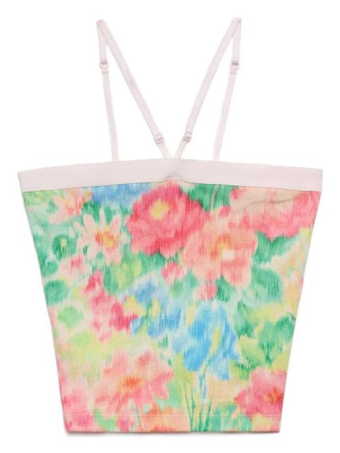 Prada floral-print triangle-logo top - Green - zdjęcie produktu nr 1