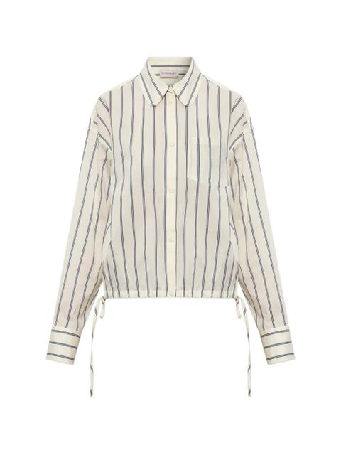 Moncler drawstring-details striped cotton shirt - Neutrals - zdjęcie produktu nr 1