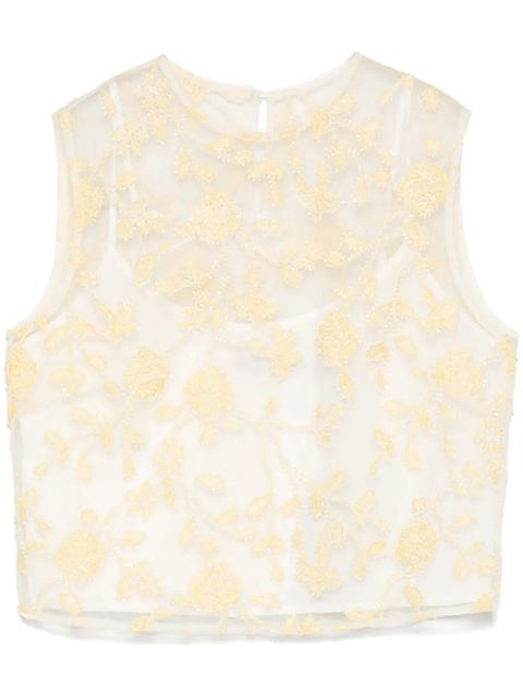 ROTATE BIRGER CHRISTENSEN flower-embroidered beaded top - Yellow - zdjęcie produktu nr 1