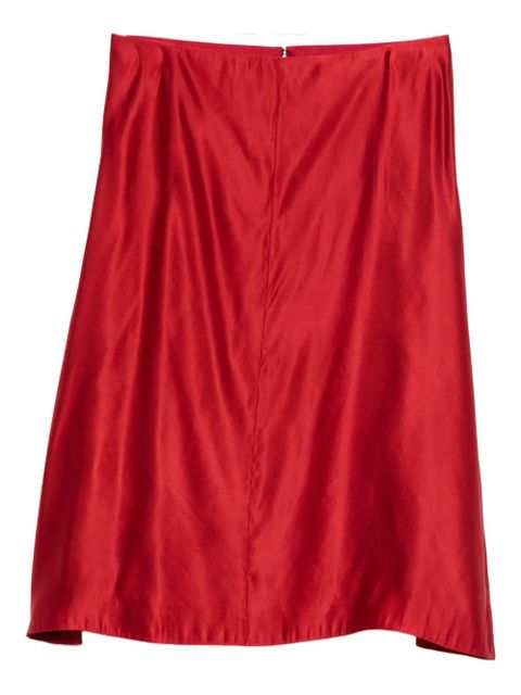 KHAITE satin midi skirt - Red