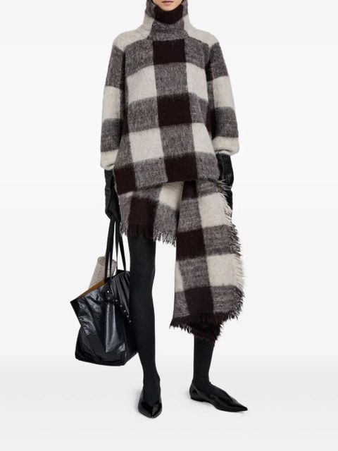 Proenza Schouler high-neck check-print sweater - Brown