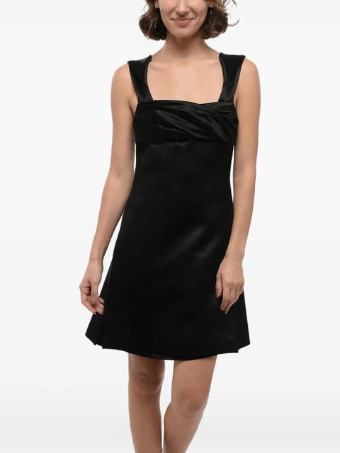 Jil Sander draped-neckline zip-fastening mini dress - 001 BLACK