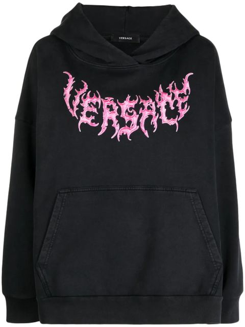 Versace logo-print cotton hoodie - Black - zdjęcie produktu nr 1