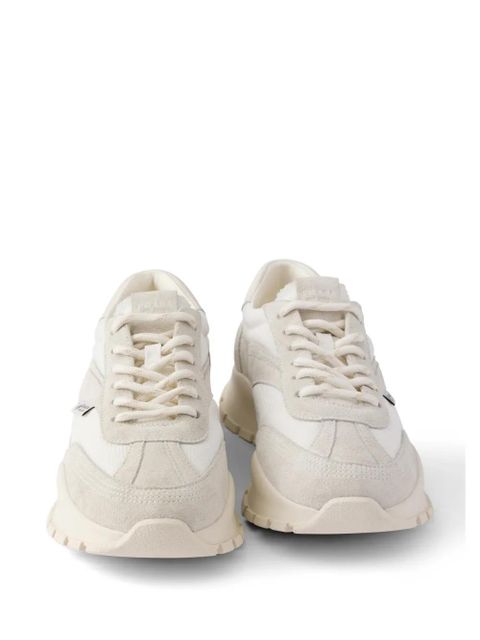 Prada mesh fabric and suede sneakers - Neutrals