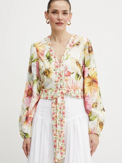 Guess koszula COLETTE damskie kolor beżowy regular z kołnierzykiem klasycznym W5GH40 WG4G0 - zdjęcie produktu nr 1