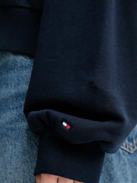 Tommy Hilfiger bluza bawełniana damska kolor granatowy gładka WW0WW48269