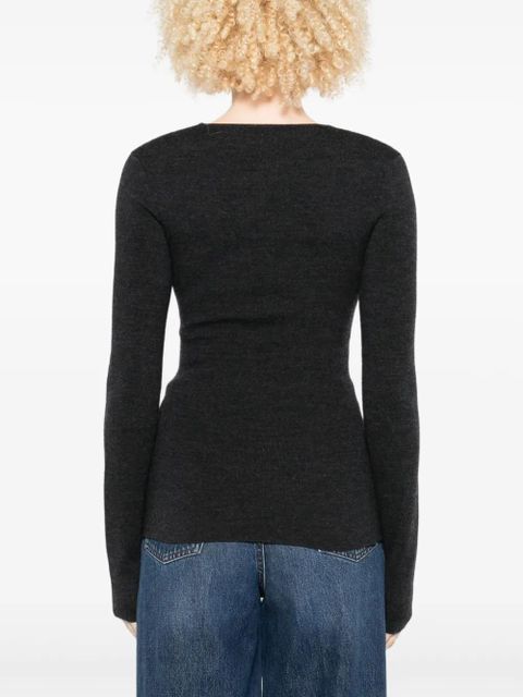 TOTEME scoop-neck long-sleeve knit top - Grey