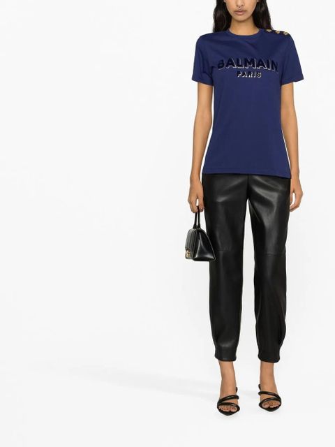 Balmain logo-print short-sleeve T-shirt - Blue - zdjęcie produktu nr 2