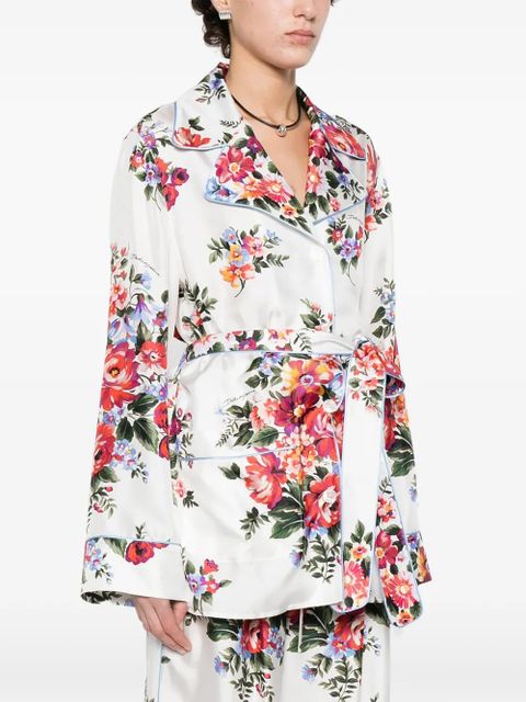 Dolce & Gabbana bouquet-print vanity twill shirt - White