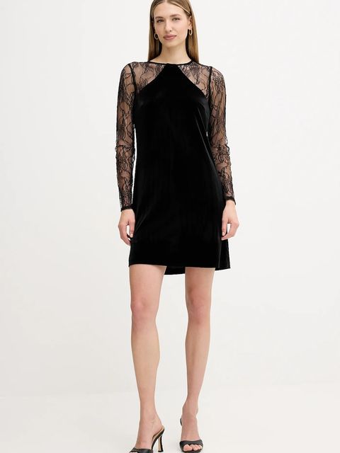 Liu Jo sukienka welurowa kolor czarny mini dopasowana MF5466 J4952 - zdjęcie produktu nr 2
