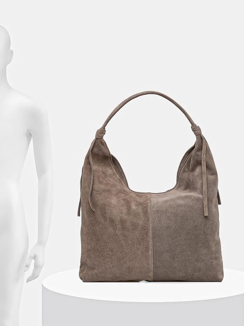 Answear.LAB torebka zamszowa kolor beżowy