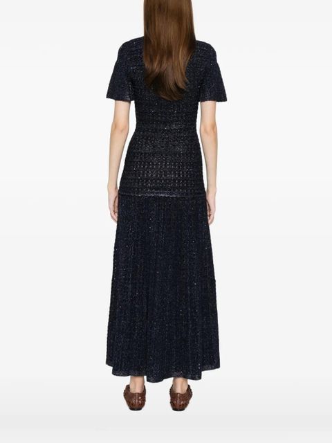 SANDRO embellished knitted maxi dress - Blue