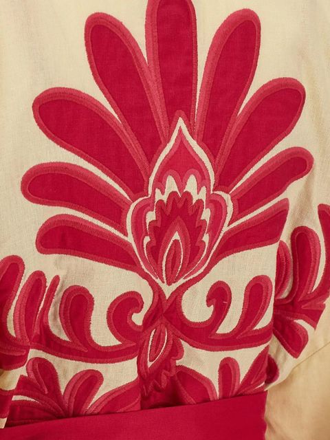 FARM Rio floral-embroidered linen kimono - Neutrals