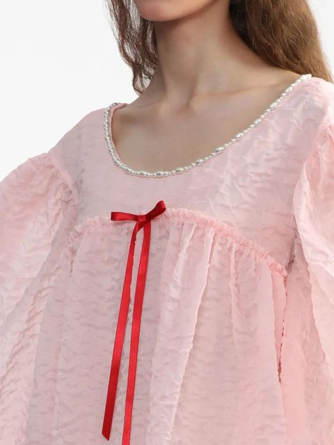Simone Rocha bow-detail puff-sleeve dress - Pink