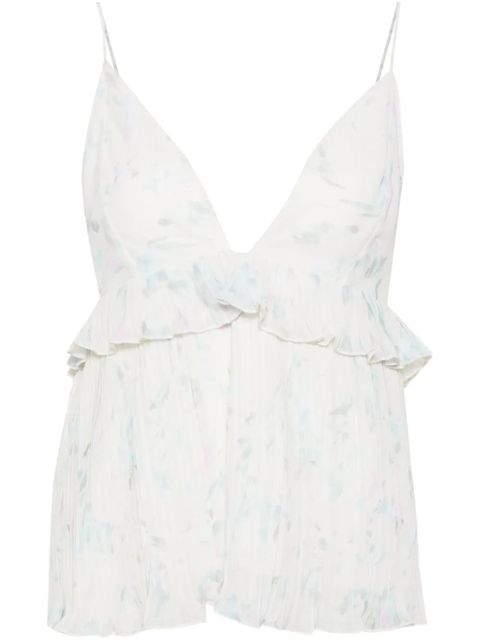GANNI floral-print spaghetti strap top - White