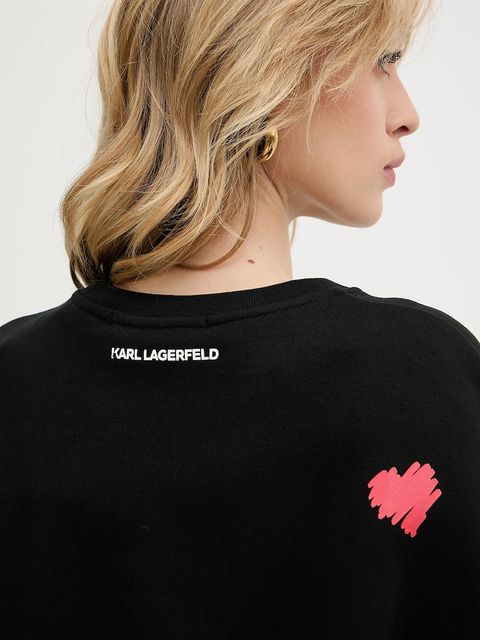 Karl Lagerfeld bluza bawełniana damska kolor czarny z nadrukiem A3W20006
