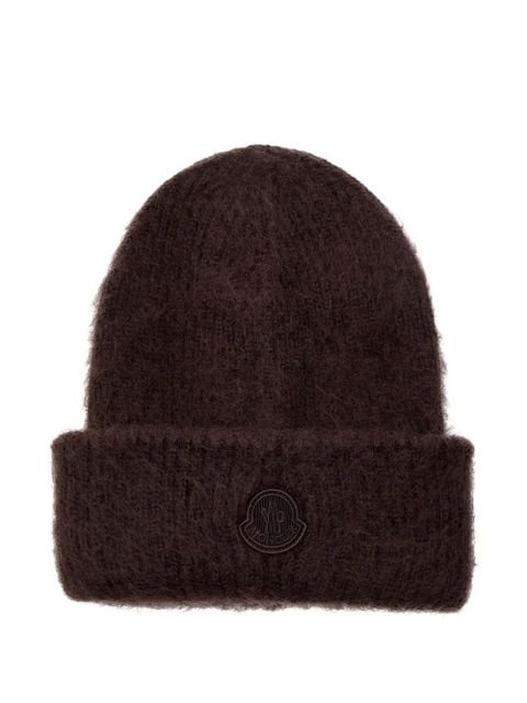 Moncler logo-patch beanie hat - Brown - zdjęcie produktu nr 1