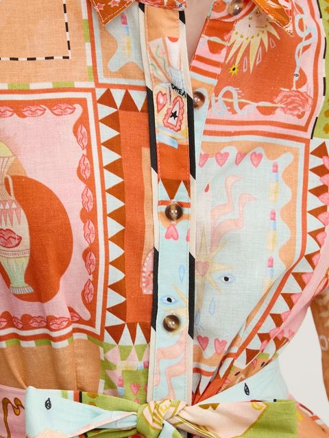 Never Fully Dressed sukienka z domieszką lnu kolor pomarańczowy mini rozkloszowana NFDDR1781