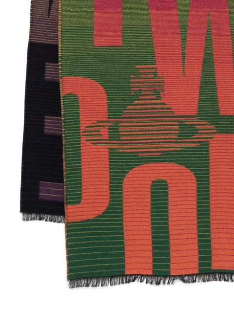 Vivienne Westwood logo fringed scarf - Green