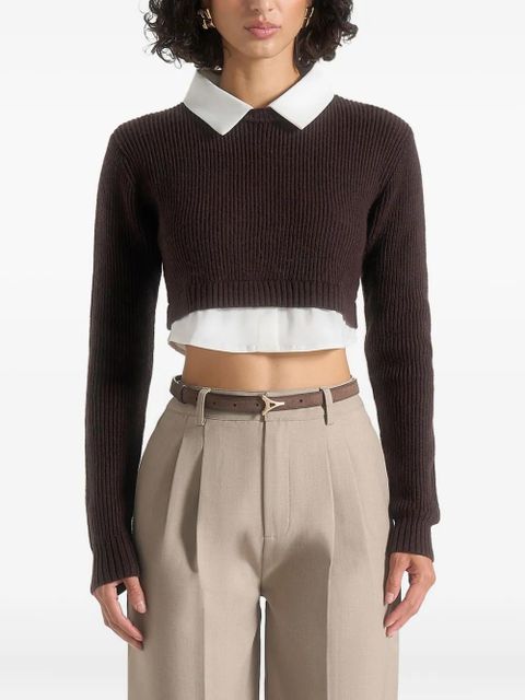 Manière De Voir Flavie detachable-collar cropped top - Brown - zdjęcie produktu nr 1